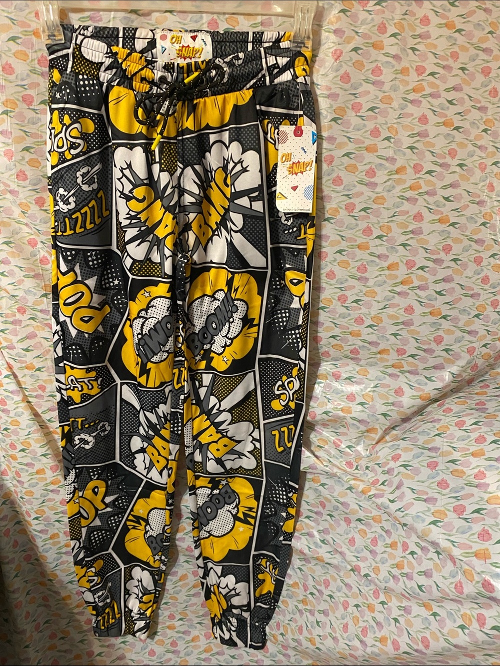 Snap Kids Black & Yellow Comic Print Joggers